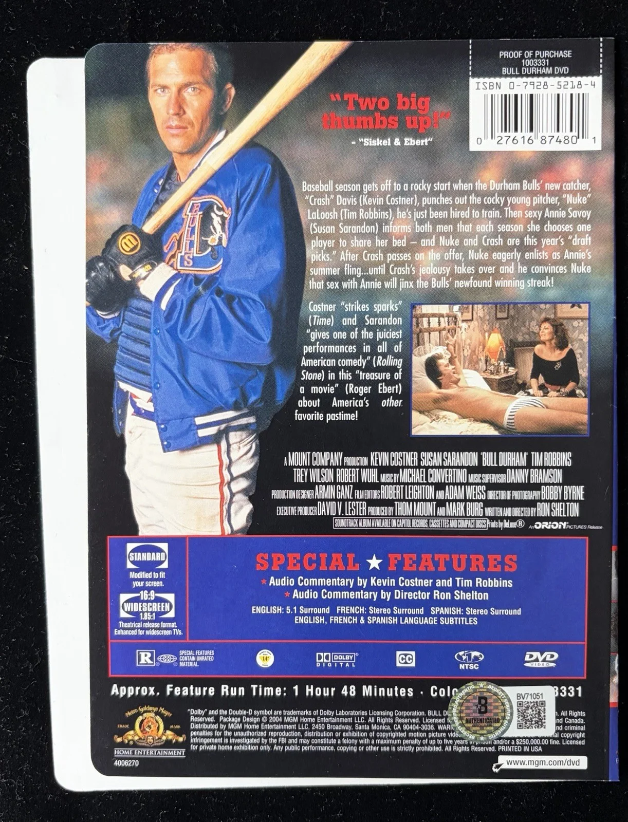 Susan Sarandon — SUSAN SARANDON SIGNED BULL DURHAM DVD COVER BECKETT BAS COA AUTOGRAPH, изображение 2