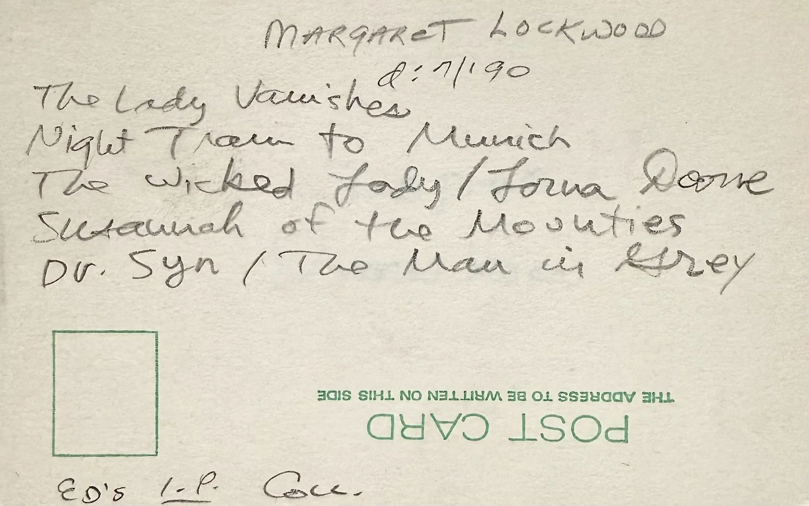 Margaret Lockwood — MARGARET LOCKWOOD Signed Autographed 3x5 INDEX CARD The Lady Vanishes LOVE STORY, изображение 2