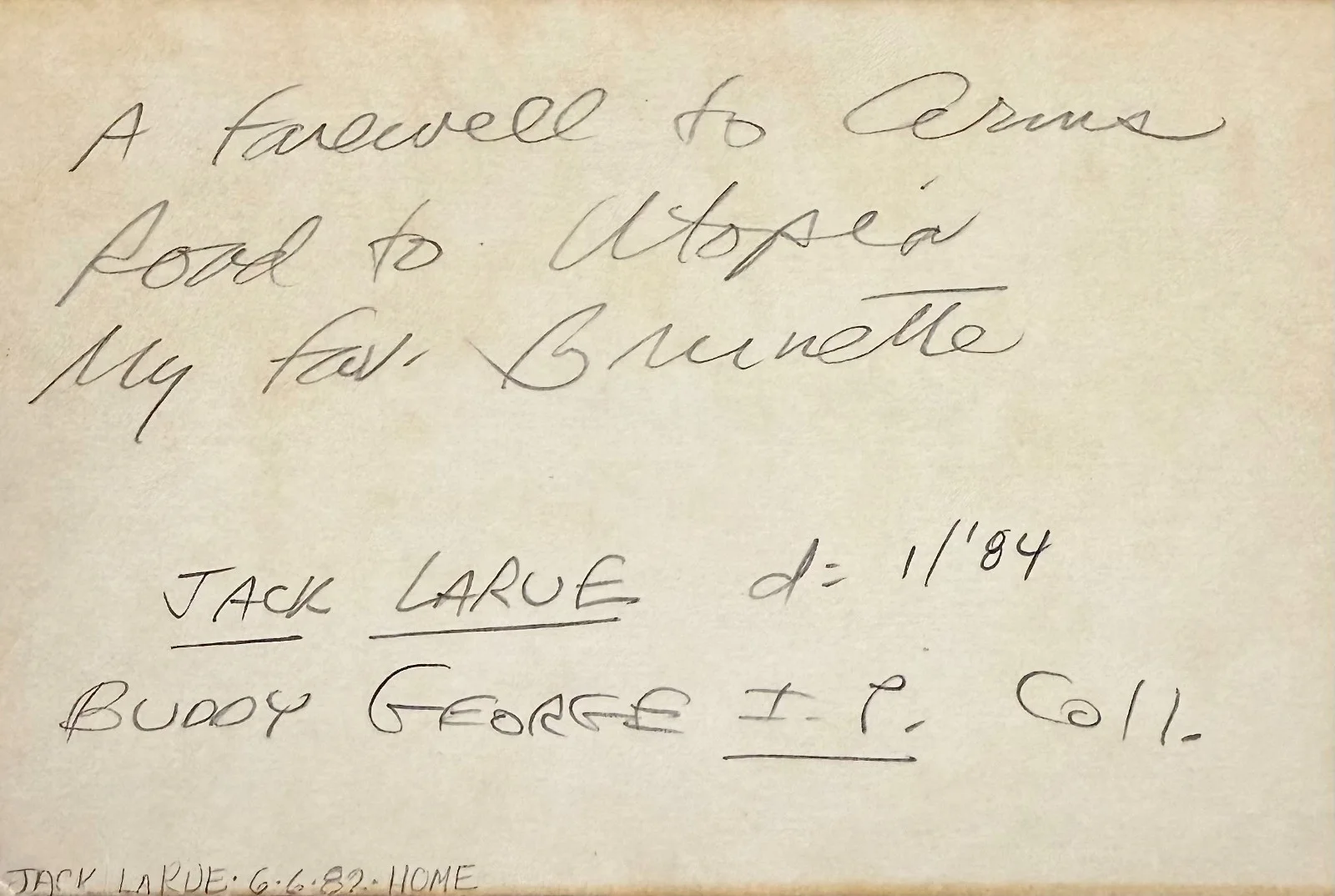 Jack La Rue — JACK LA RUE Signed Autographed 4x6 INDEX CARD The Story of Temple Drake VIRTUE, изображение 4