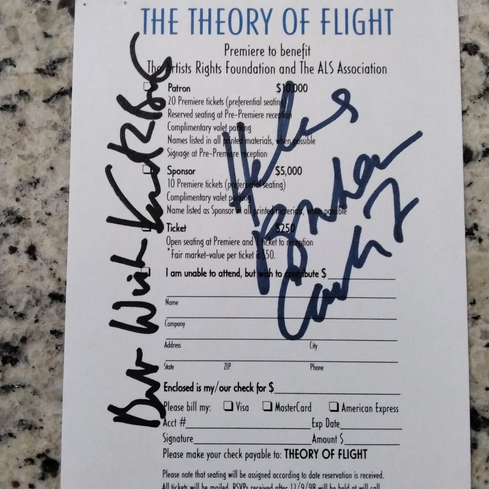 Kenneth Branagh & Helena Bonham Carter SIGNED Card The Theory of Flight Drama, изображение 3