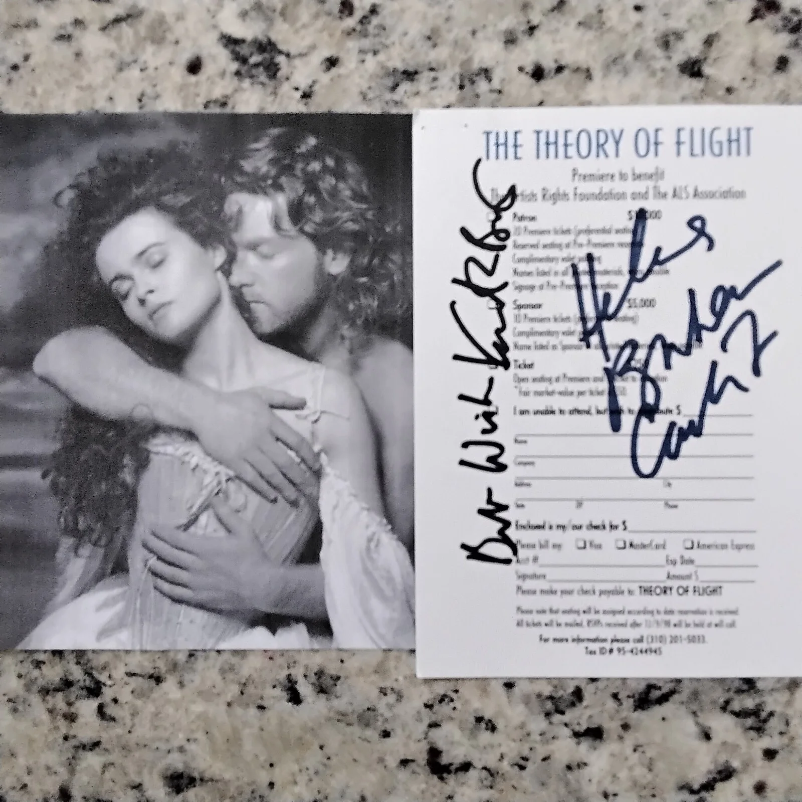 Kenneth Branagh & Helena Bonham Carter SIGNED Card The Theory of Flight Drama, изображение 5
