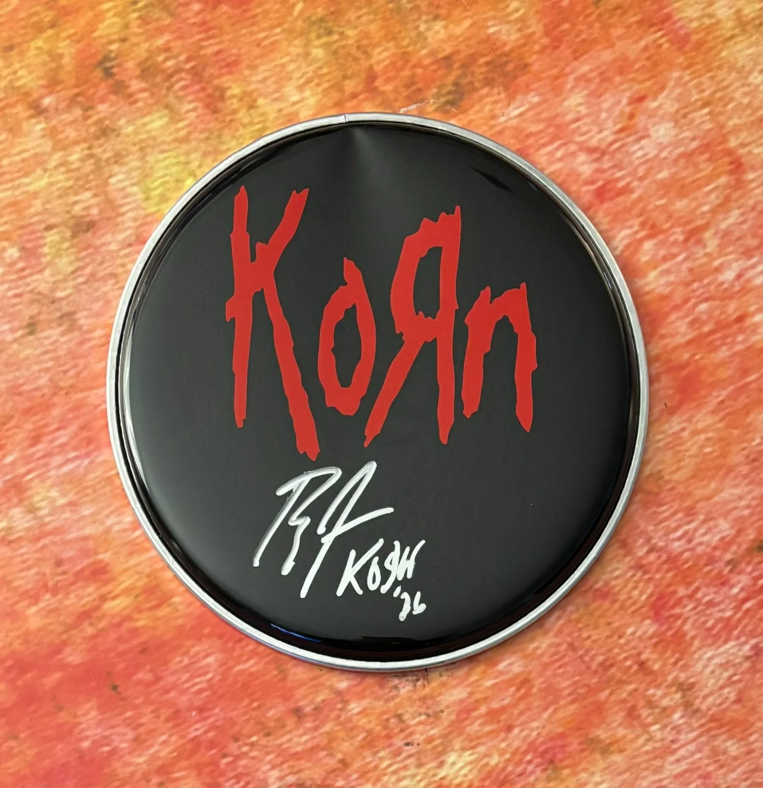GFA Korn Band Drummer * RAY LUZIER * Signed 10" Drumhead COA, image 2