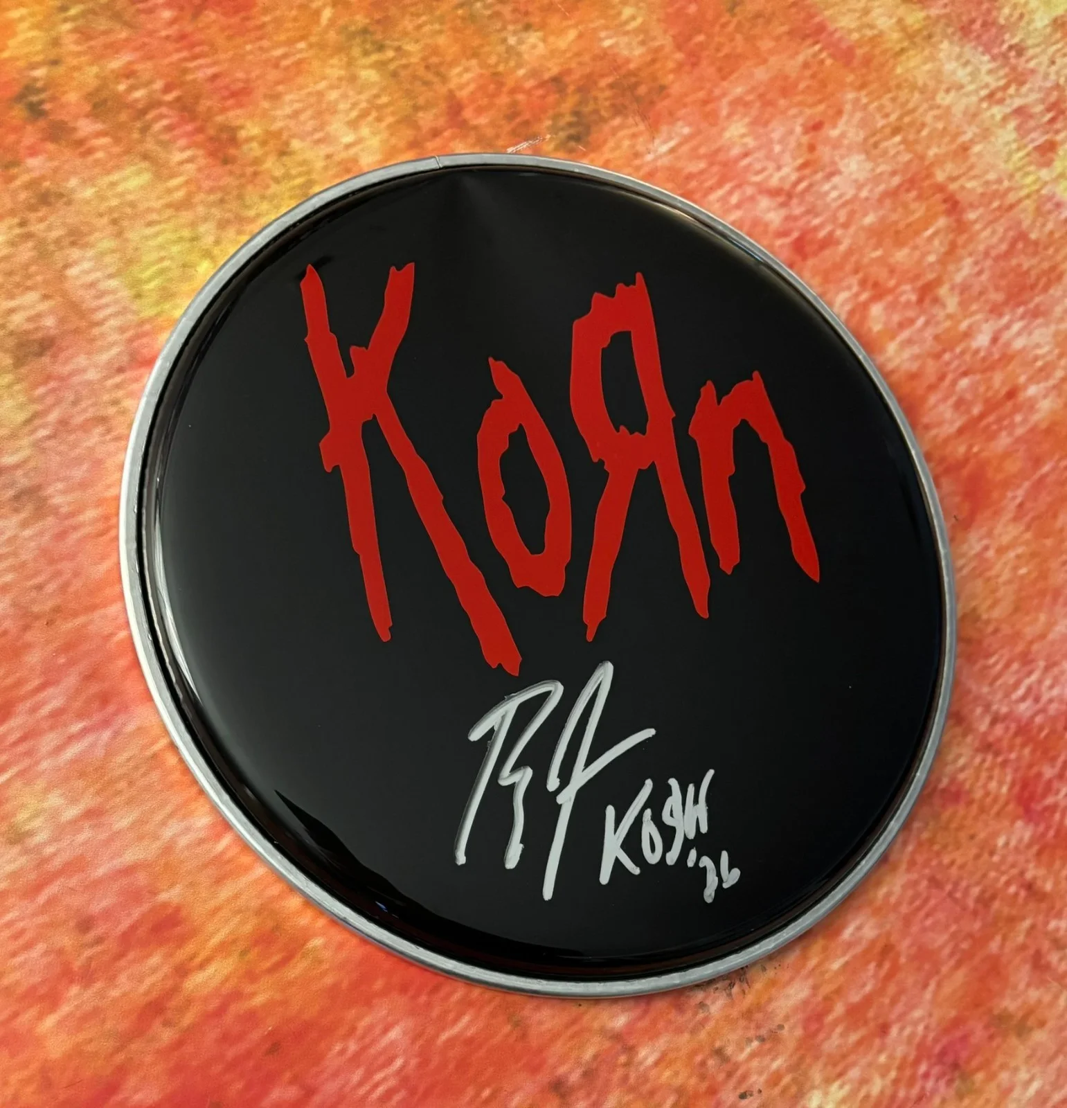 GFA Korn Band Drummer * RAY LUZIER * Signed 10" Drumhead COA, image 3