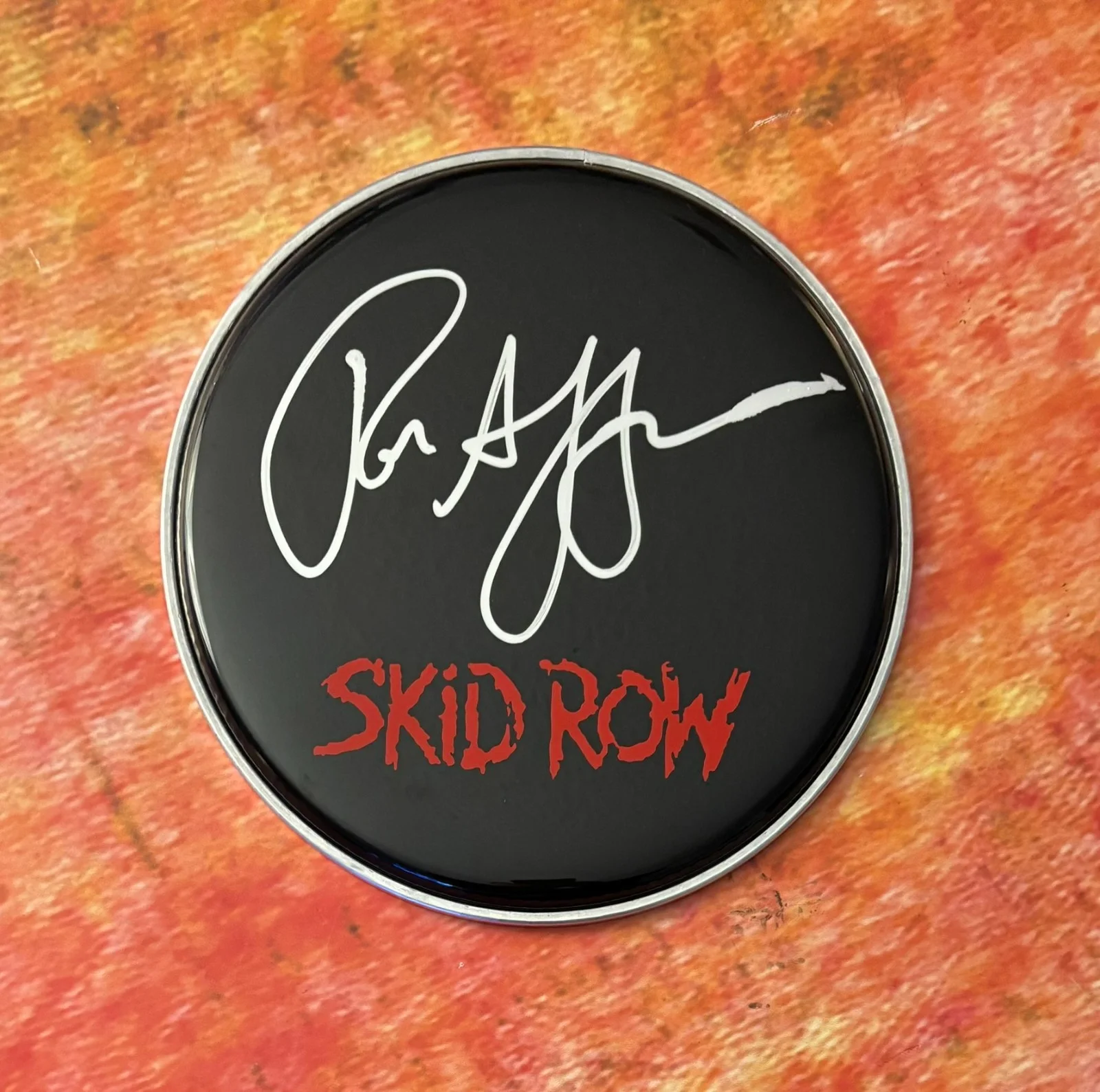 GFA Skid Row Band Drummer * ROB AFFUSO * Signed 10" Drumhead COA, image 2