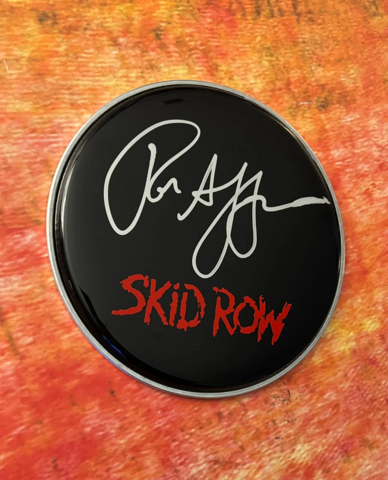 GFA Skid Row Band Drummer * ROB AFFUSO * Signed 10" Drumhead COA, image 3