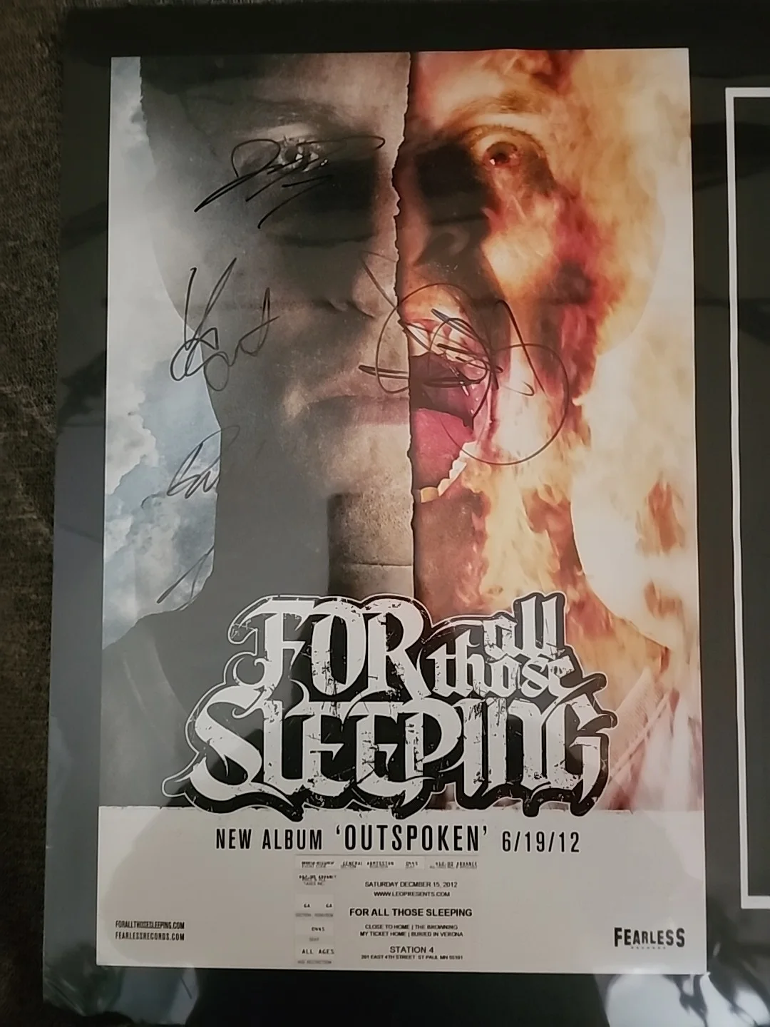 FOR ALL THOSE SLEEPING Outspoken Remember Your Roots Signed RARE Tour Poster, image 2