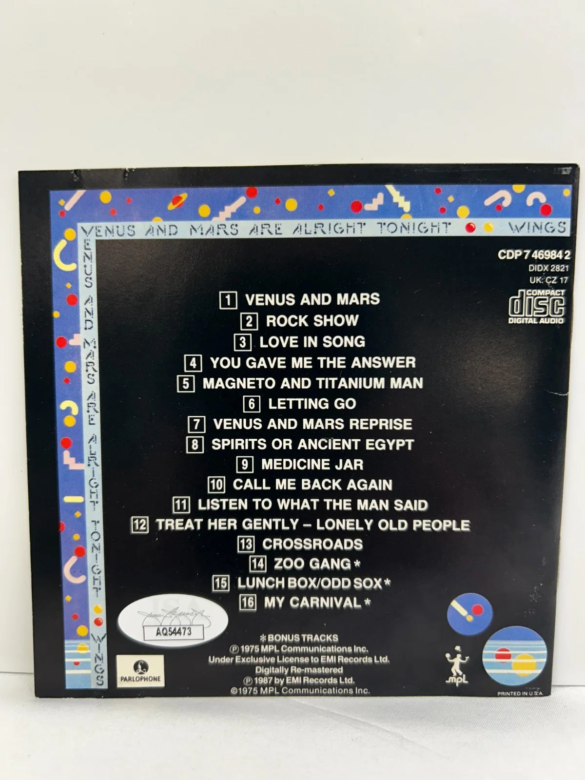 Venus and Mars CD Booklet (only) Signed by Denny Laine & Dave Mason JSA, изображение 3