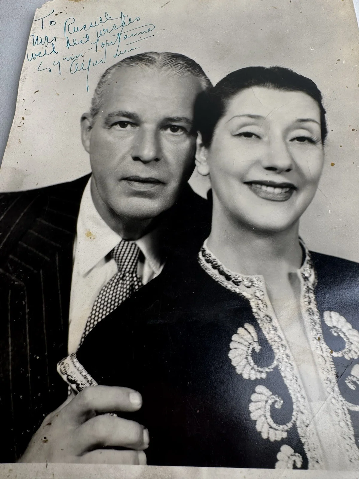 Alfred Lunt, Lynn Fontanne — Alfred Lunt & Lynn Fontaine Signed Autograph 8x10 Photo Broadway Legends, изображение 2