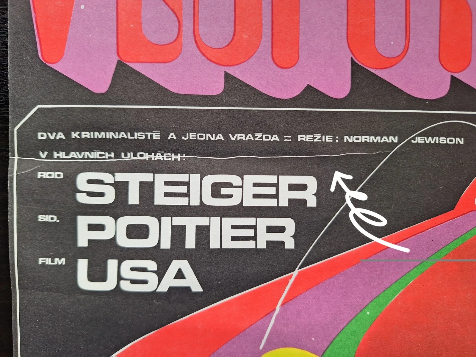 IN THE HEAT OF THE NIGHT, POITIER, ORIGINAL A3 CZECH MOVIE POSTER, ZDENEK KAPLAN, изображение 3