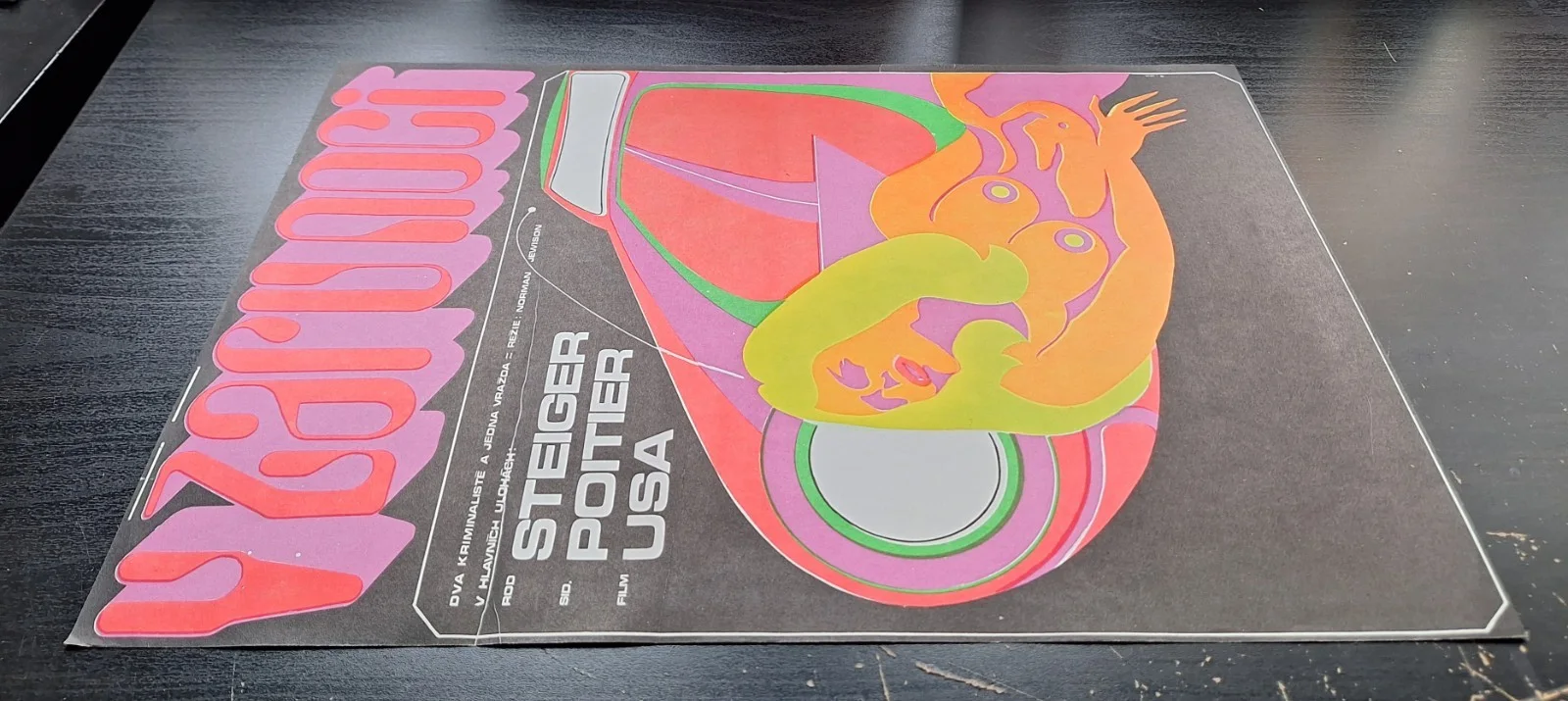 IN THE HEAT OF THE NIGHT, POITIER, ORIGINAL A3 CZECH MOVIE POSTER, ZDENEK KAPLAN, изображение 4