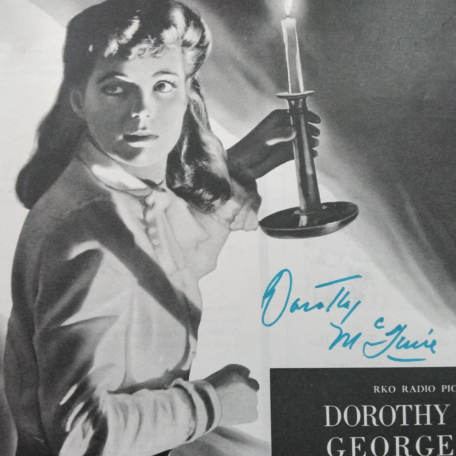 Dorothy McGuire SIGNED 1946 Movie Ad The Spiral Staircase George Brent Barrymore, изображение 3