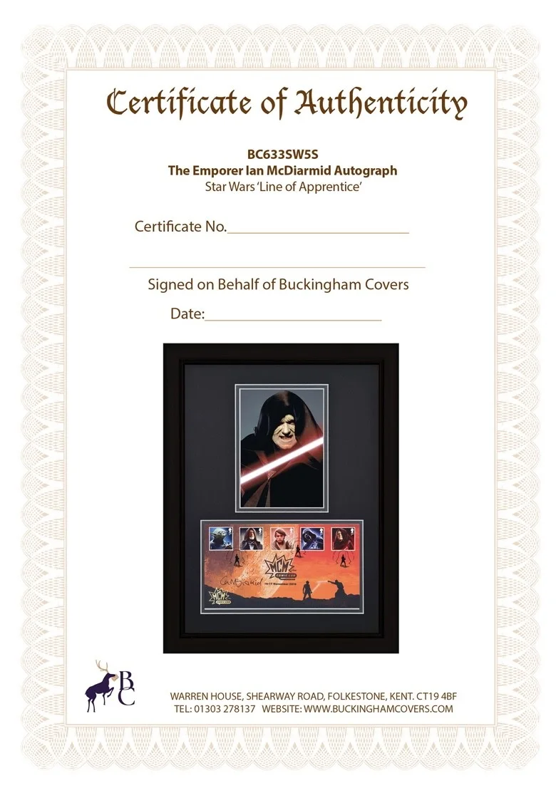 Star Wars Ian McDiarmid 'Emperor Palpatine' Framed 40x30cm Hand Signed FDC & COA, изображение 5