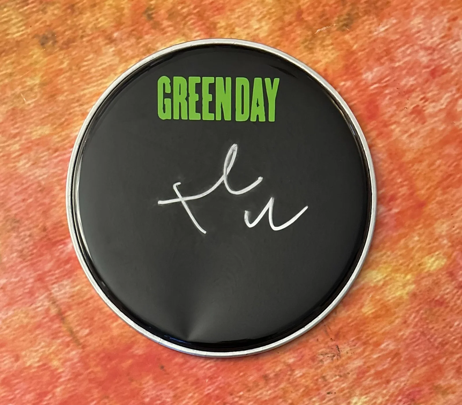 GFA Green Day Band Drummer * TRE COOL * Signed New 10" Drumhead COA, image 3