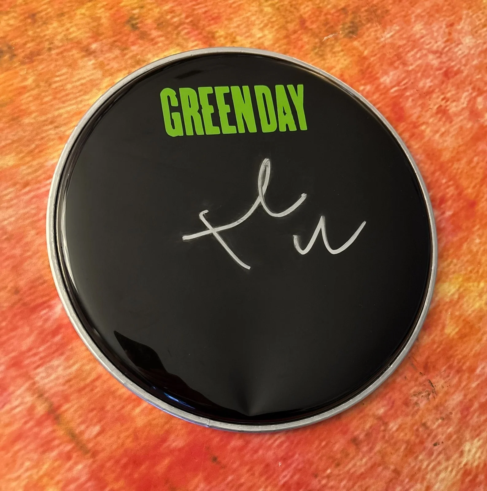 GFA Green Day Band Drummer * TRE COOL * Signed New 10" Drumhead COA, image 4
