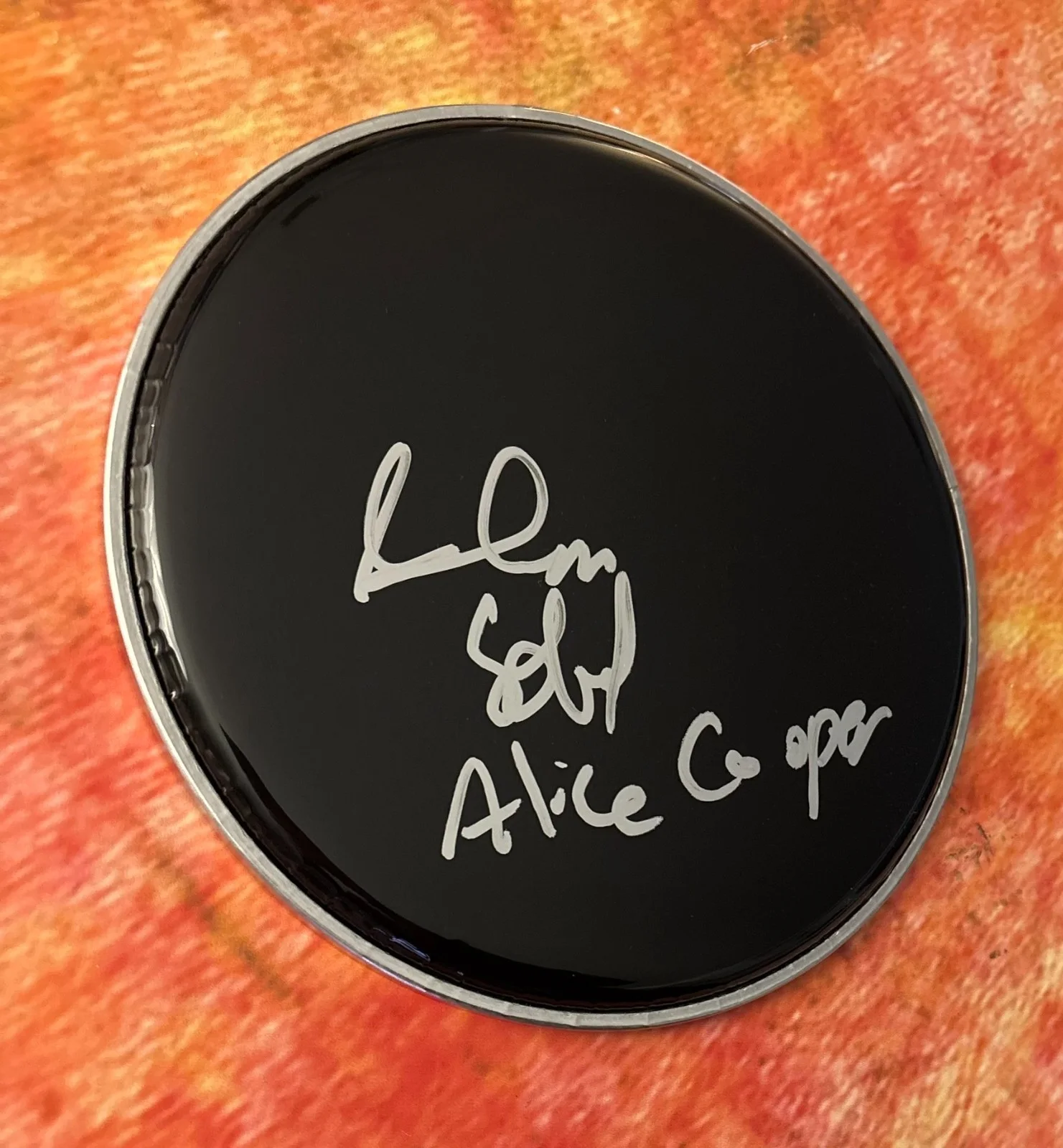 GFA Alice Cooper Band Drummer * GLEN SOBEL * Signed 10" Drumhead PROOF COA, image 3