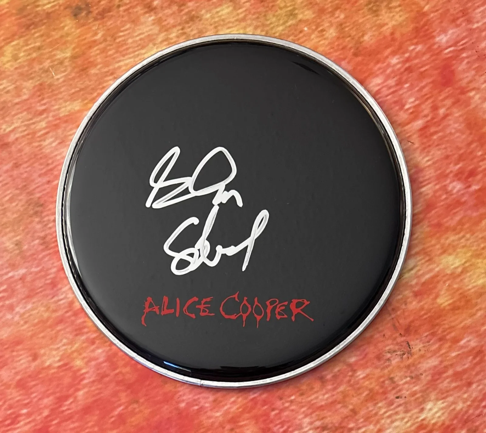 GFA Alice Cooper Band Drummer * GLEN SOBEL * Signed 10" Drumhead PROOF COA, image 2