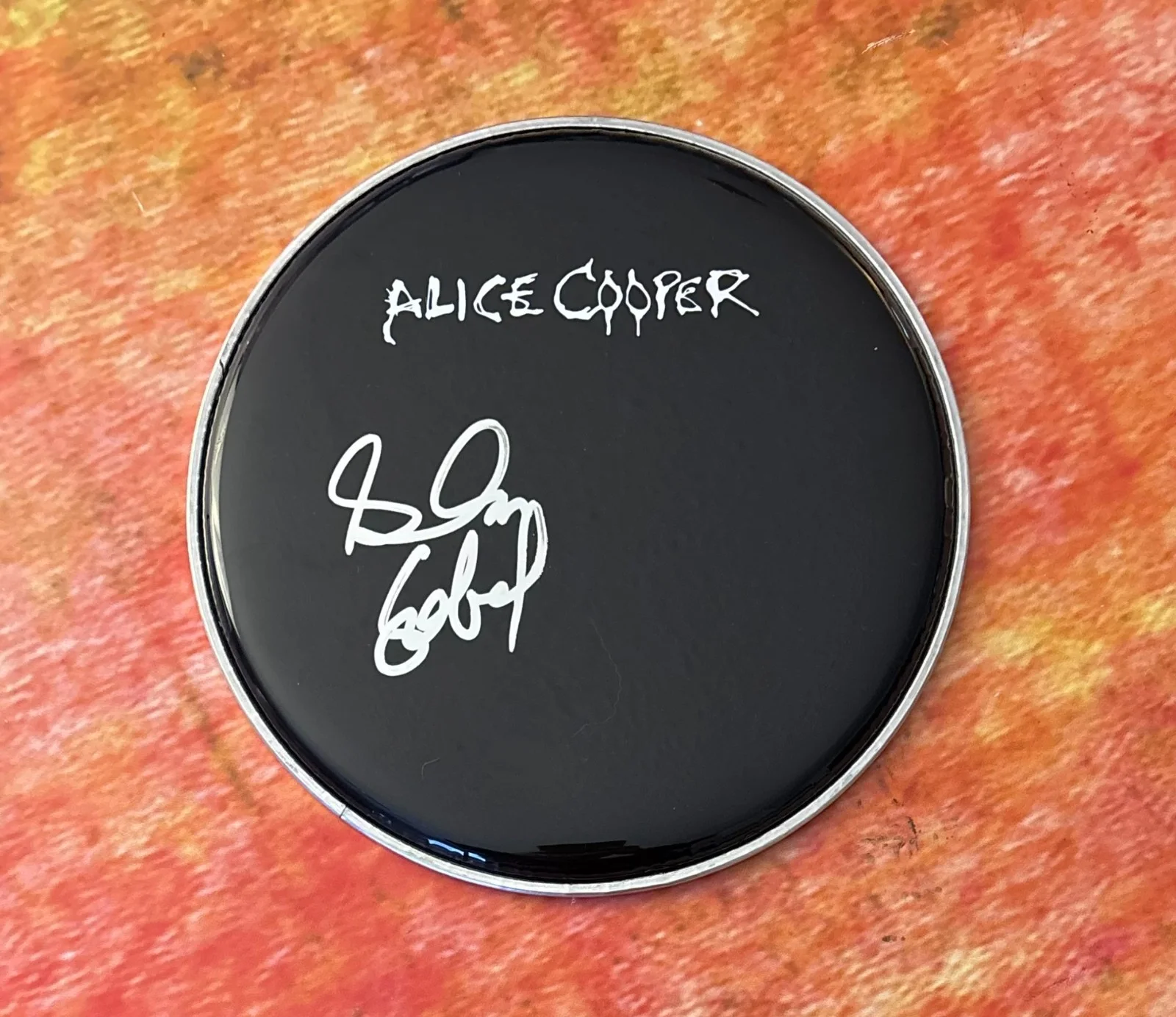 GFA Alice Cooper Band Drummer * GLEN SOBEL * Signed 10" Drumhead PROOF COA, image 2