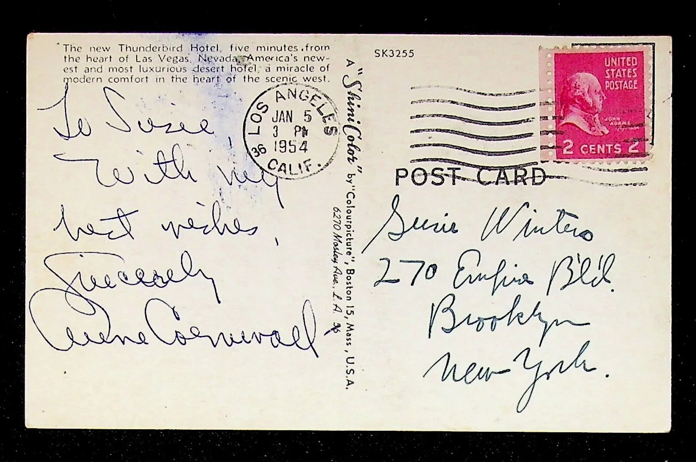 Anne Cornwall — Anne Cornwall Signed Postcard 1955 Autograph Actress Susan Winters, изображение 2