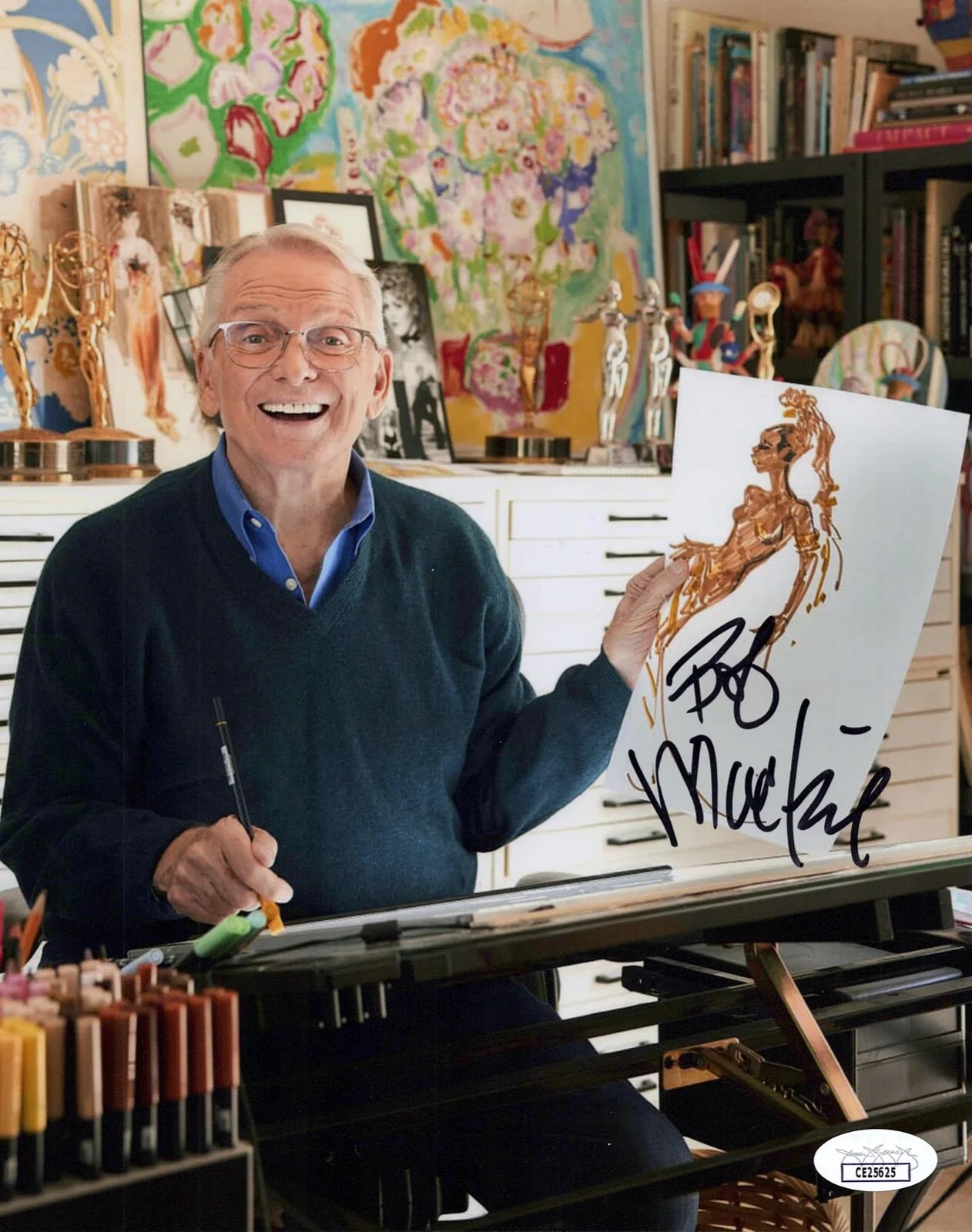 Bob Mackie — Bob Mackie signed 8x10 Photo PROOF a FASHION DESIGNER Naked Illusion JSA COA, изображение 4