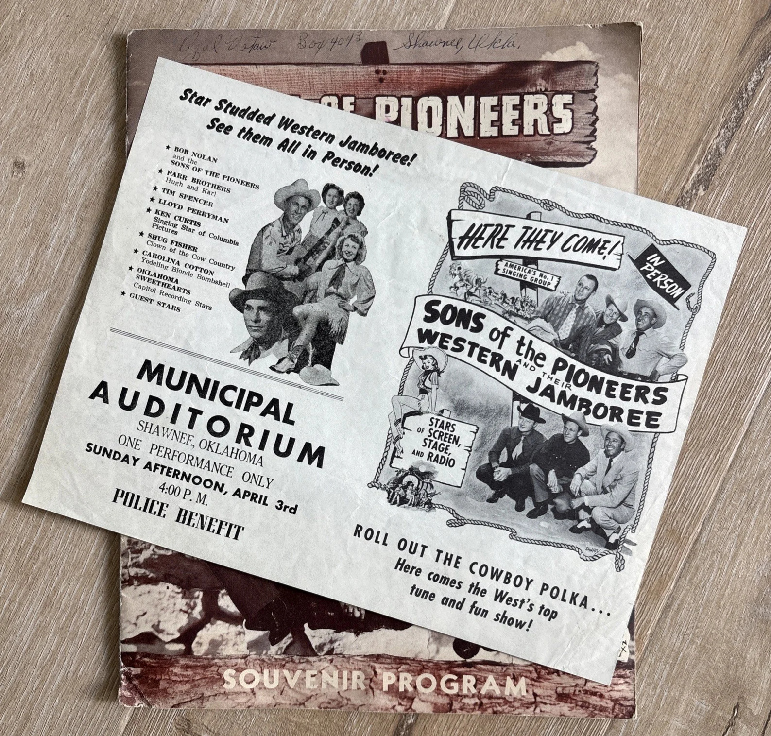 SONS OF THE PIONEERS Souvenir Program & Poster SIGNED c1947 Bob Nolan Et al, image 2