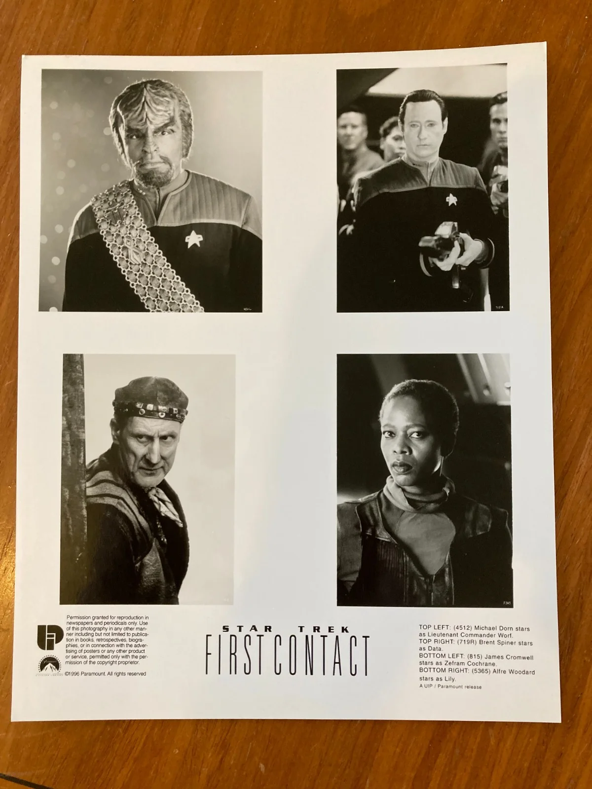 Still / Photo: STAR TREK FIRST CONTACT 1996 (x3) Patrick Stewart Jonathan Frakes, image 3