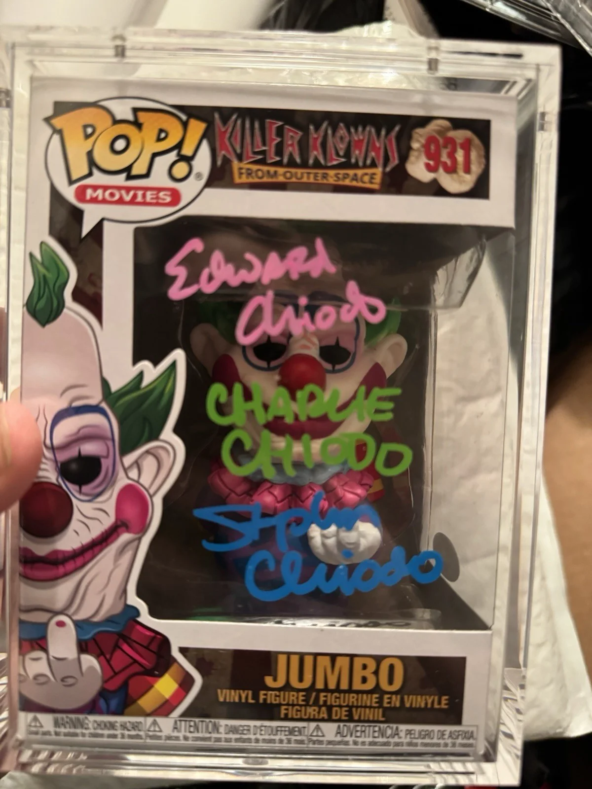 Stephen, Edward & Charles Chiodo — Chiodo Brothers Signed/Autographed Jumbo Funko Pop! #931 Killer Klowns JSA COA