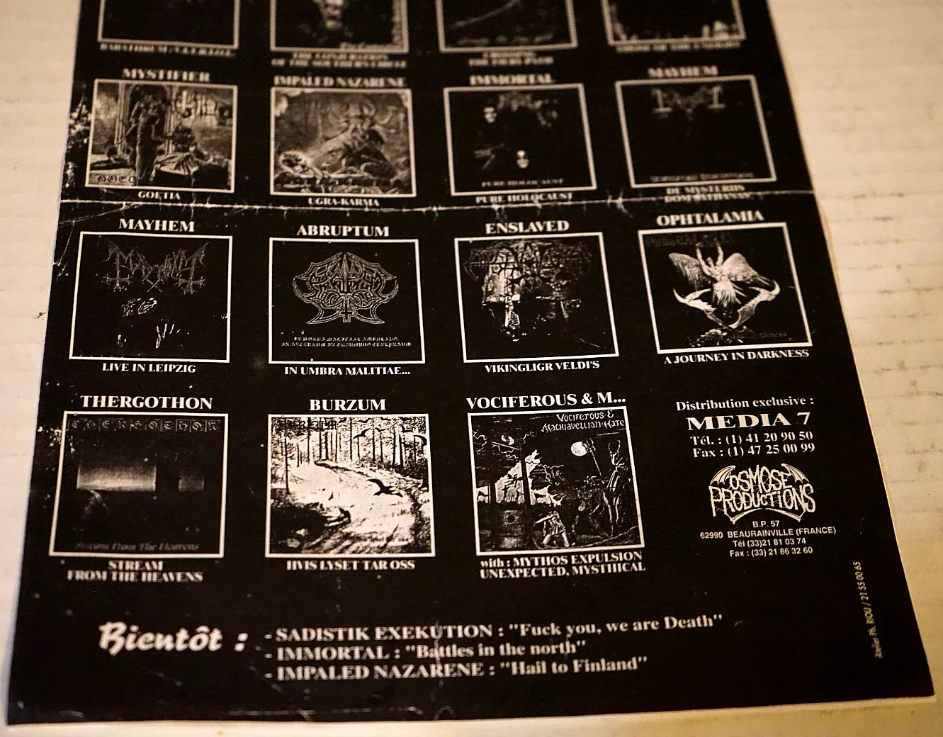 Signed Absu Letter & Osmose Productions Ad Flyer 1994 Letter Rare Black MetalVg+, изображение 3