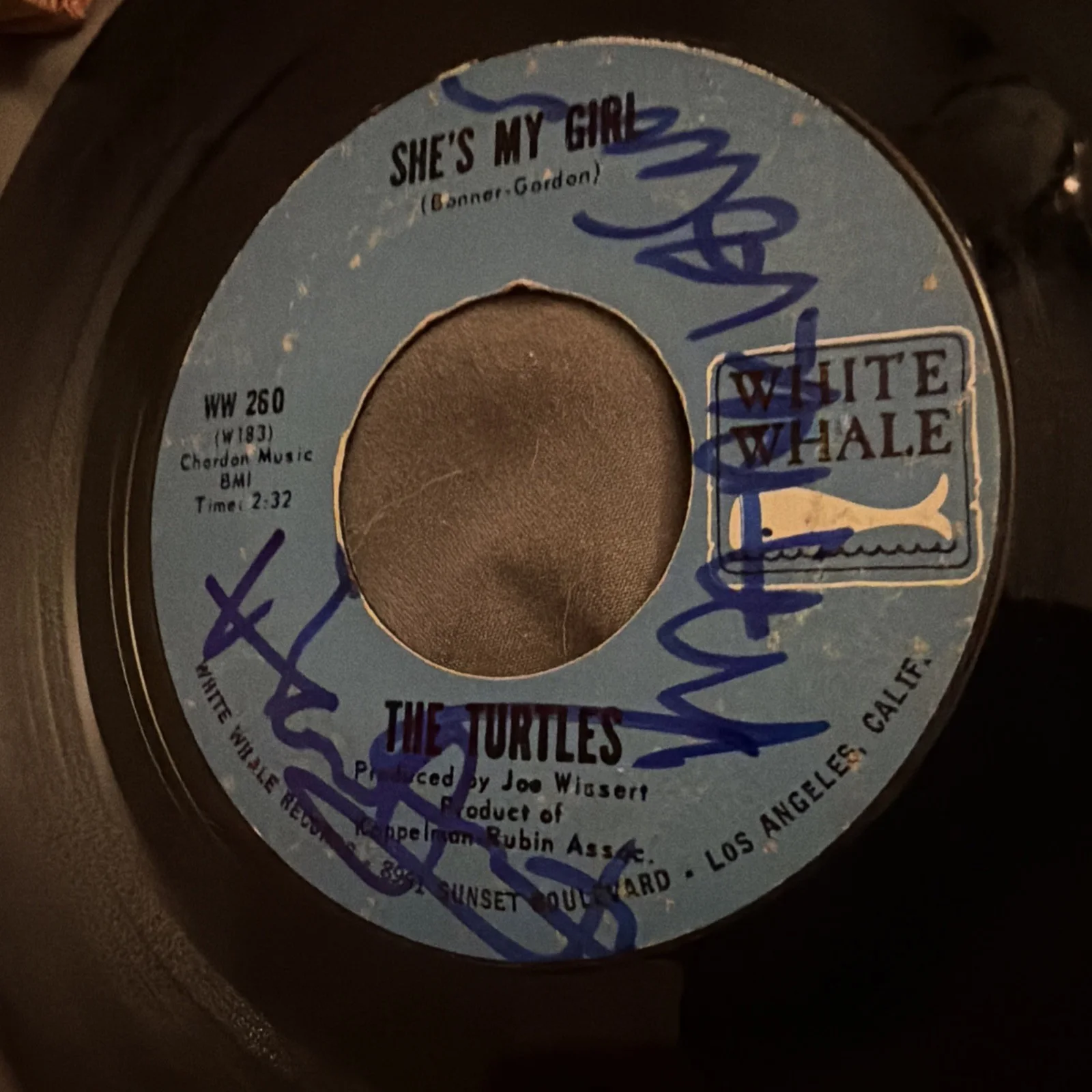 The Turtles Signed 45 Record She’s My Girl Mark Volman Howard Kaylan Auto, изображение 3