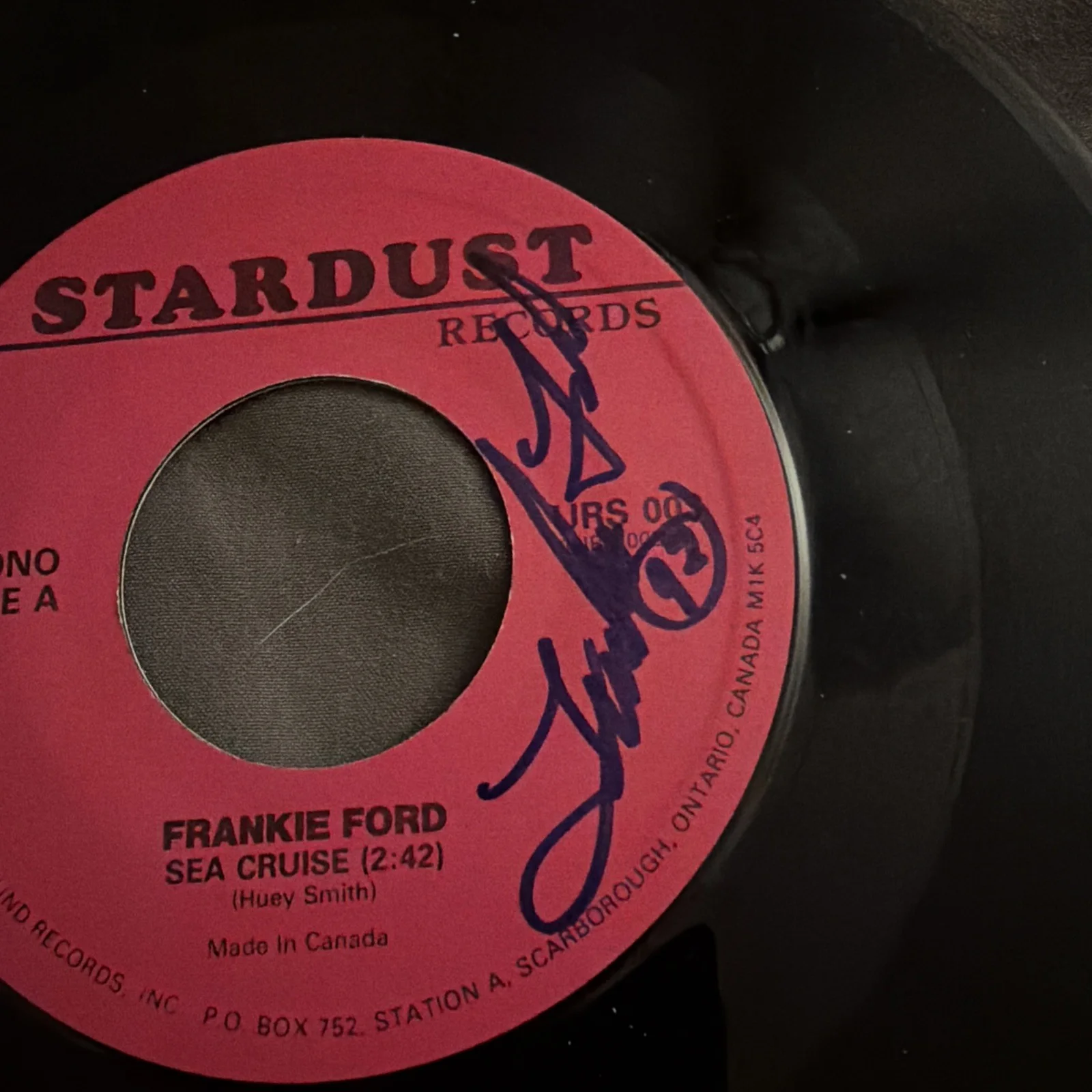 Frankie Ford Signed 45 Sea Cruise Stardust Records Autograph, изображение 2