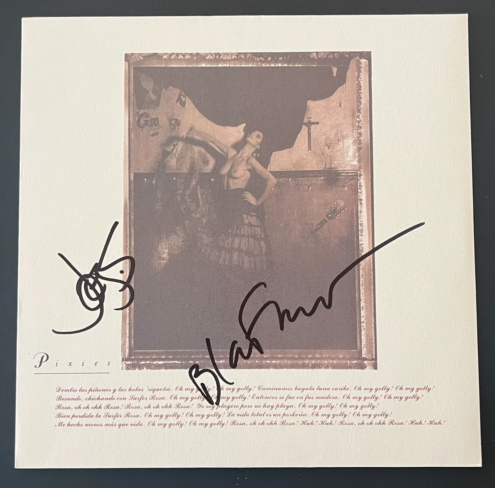 BLACK FRANCIS JOEY SANTIAGO SIGNED PIXIES SURFER ROSA VINYL ALBUM w/EXACT PROOF, изображение 2