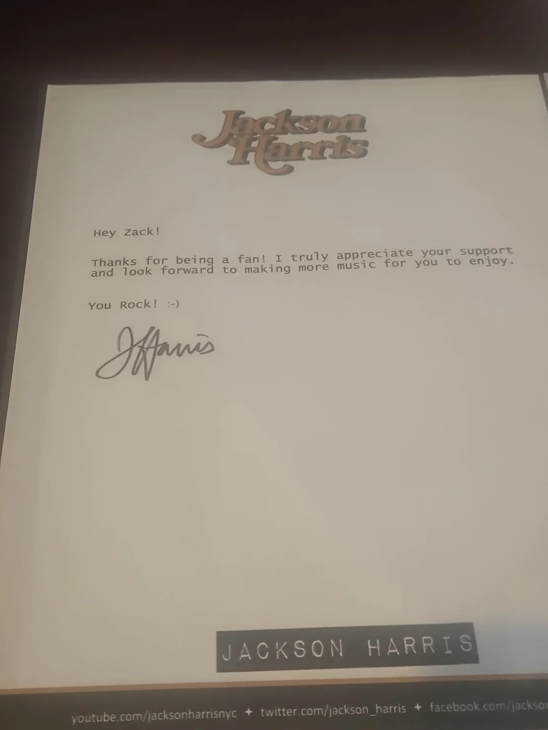 jackson harris signed 8x10 photo picture and autographed fan letter 2 signatures, изображение 3