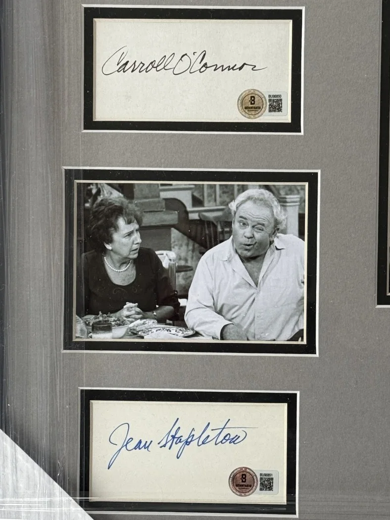 Rob Reiner, Sally Struthers, Jean Stapleton — All In The Family Signed Cuts Rob Reiner Carroll O'Connor +2 Custom Framed BAS, изображение 2