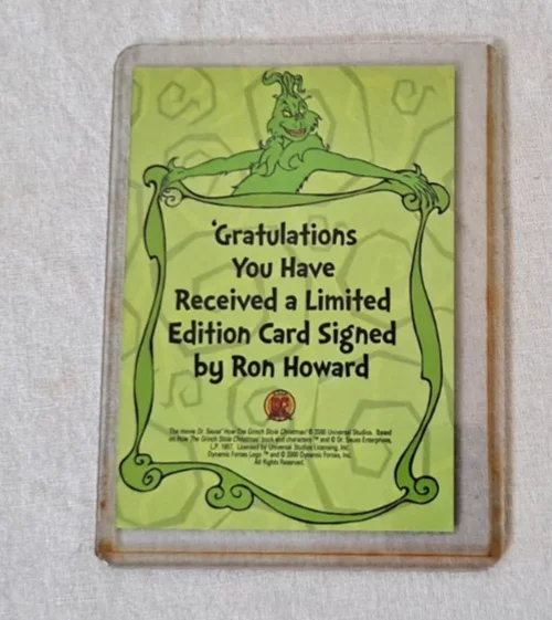 Ron Howard Signed Numbered Director Dr. Seuss Grinch Card Jim Carrey Crew Gift, изображение 4