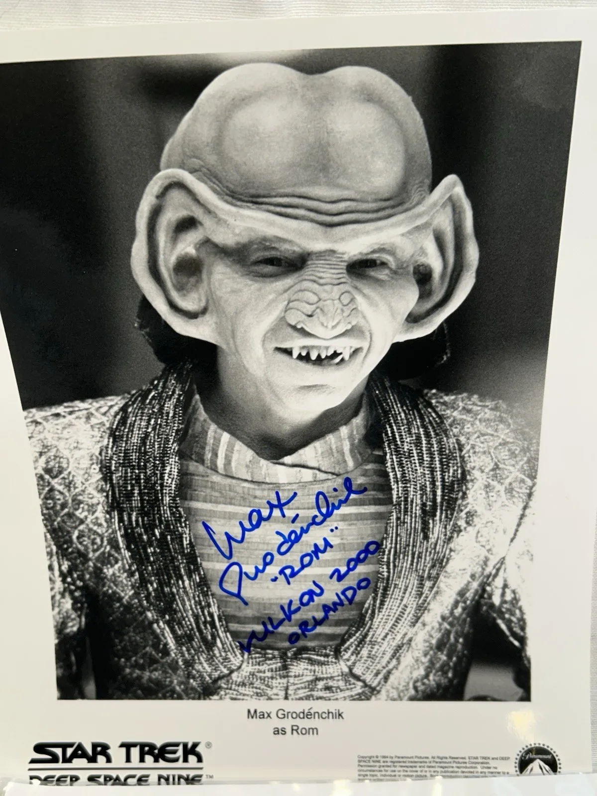 max Grodenchik — Star Trek Deep Space 9 Max Grodenchik as Rom Signed Photo Vulkon 2000 with Photo, изображение 3