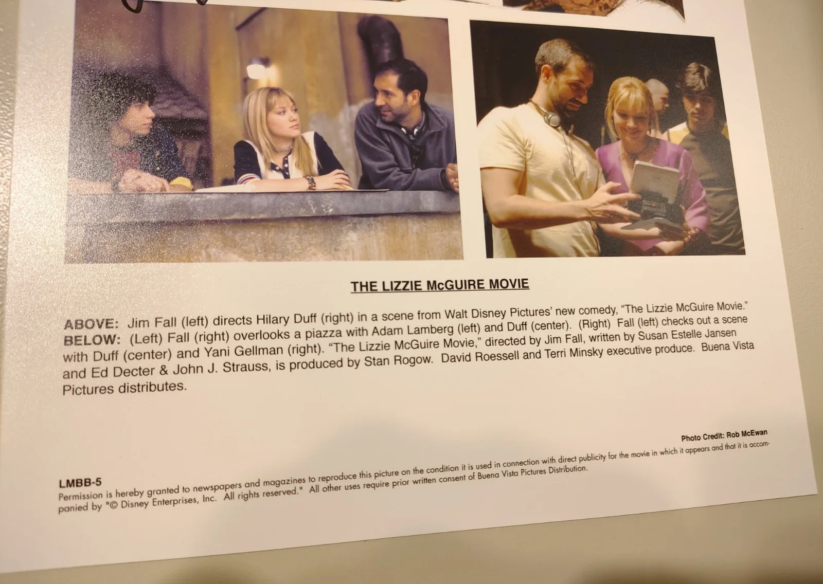 Jim Fall — RARE Signed 2003 Lizzie McGuire Movie Press Photo - Director Jim Fall AUTOGRAPH, изображение 3
