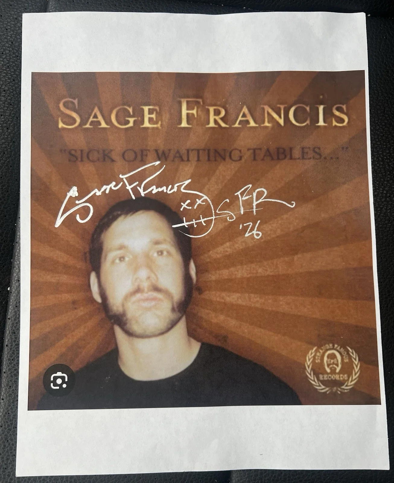 Framed Signed Sage Francis Sick Of Waiting Tables Album Cover Print Atmosphere, изображение 2