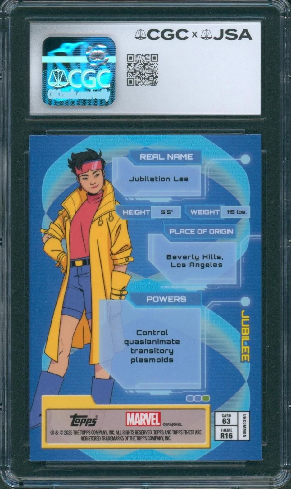 Holly Chou — Holly Chou Signed Card X-Men '97 Finest Topps Jubilee Gem Mint 10 CGC x JSA SLAB, image 2