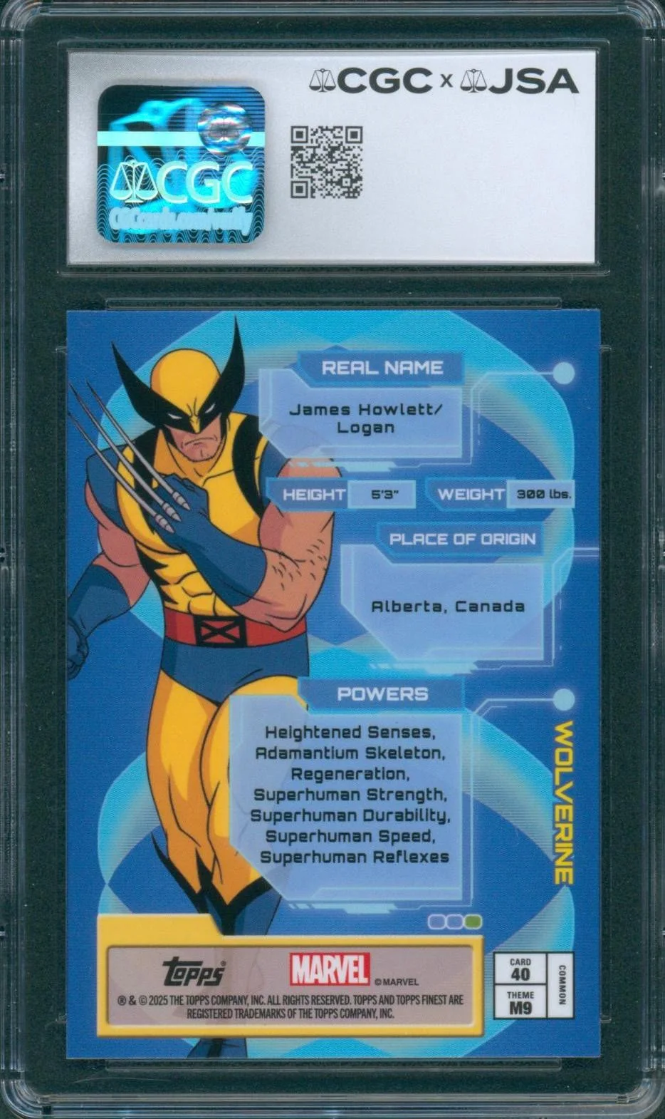Cal Dodd — Cal Dodd Signed Card X-Men '97 Finest Topps Wolverine Mint 9 CGC x JSA SLAB, изображение 2