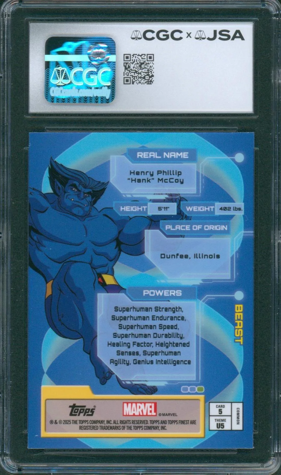 George Buza — George Buza Signed Card X-Men '97 Finest Topps Beast Gem Mint 10 CGC x JSA SLAB, image 2