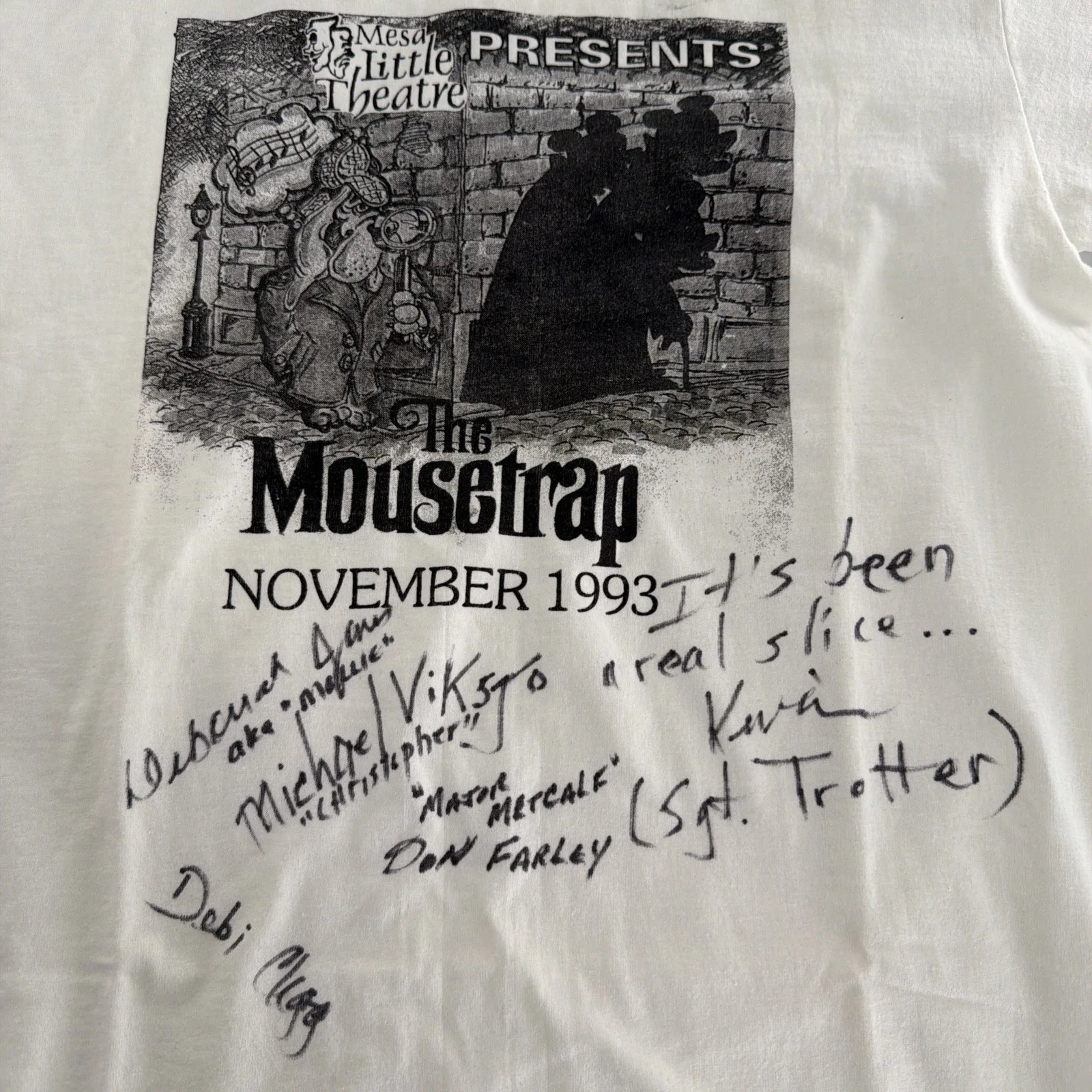 Vintage Mesa Little Theatre The Mousetrap 1993 Cast Signed Shirt AZ Rare, изображение 3