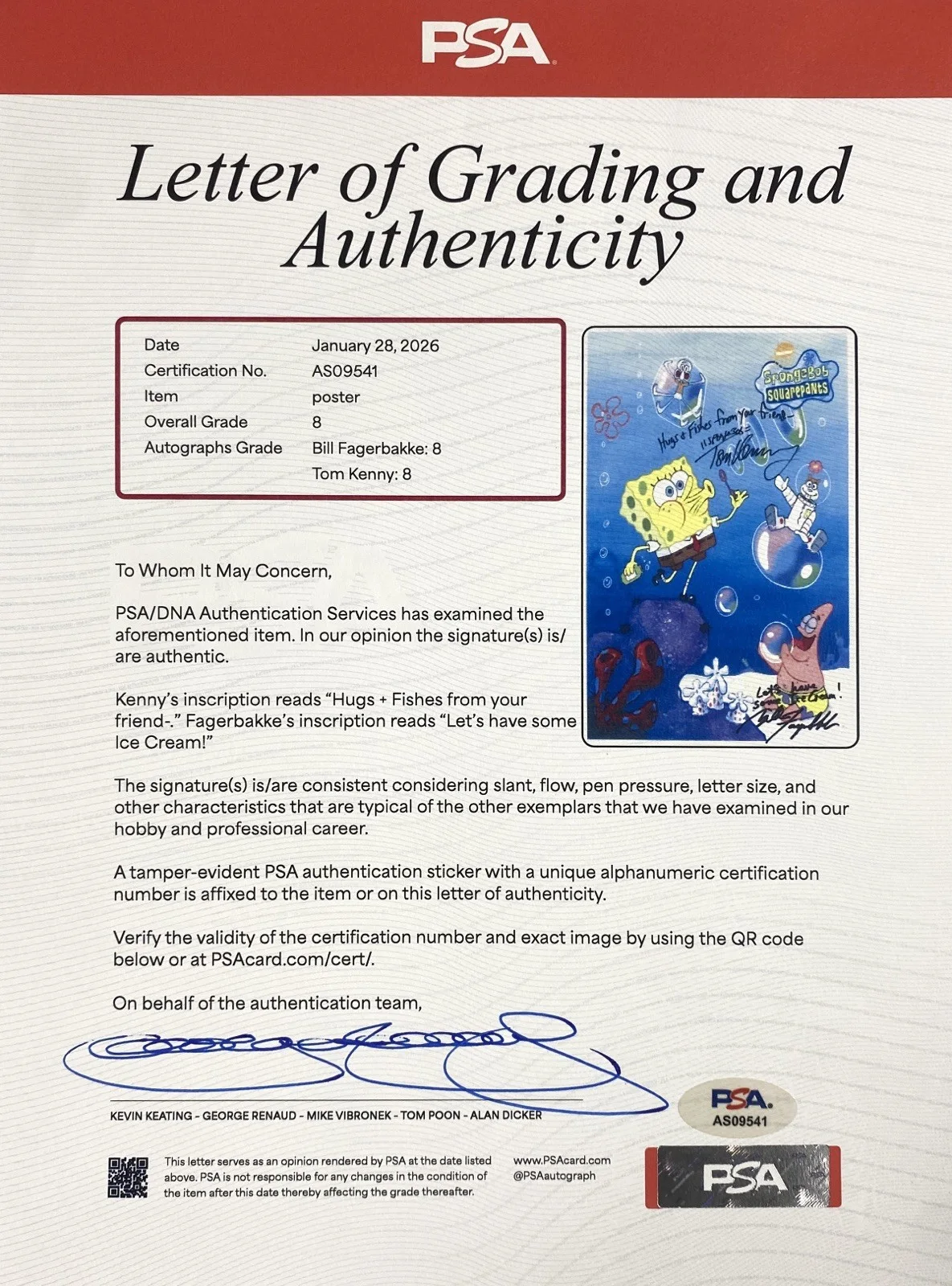 Tom Kenny — SpongeBob SquarePants Signed Print Tom Kenny & Bill Fagerbakke + Production Cel, image 5