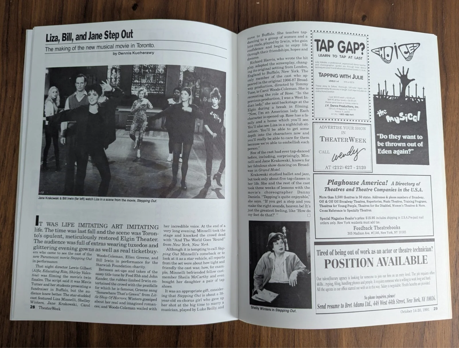 Theater Week Magazine October 14 1991. Great Scott! Julie Bovasso obituary, image 2