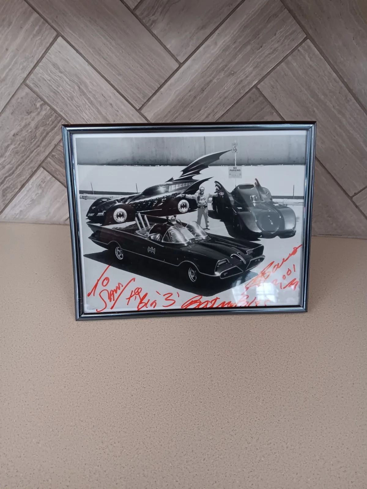 George Barris — George Barris Signed Autographed Black/White 8x10 Photo All 3 Batmobiles Framed, image 5