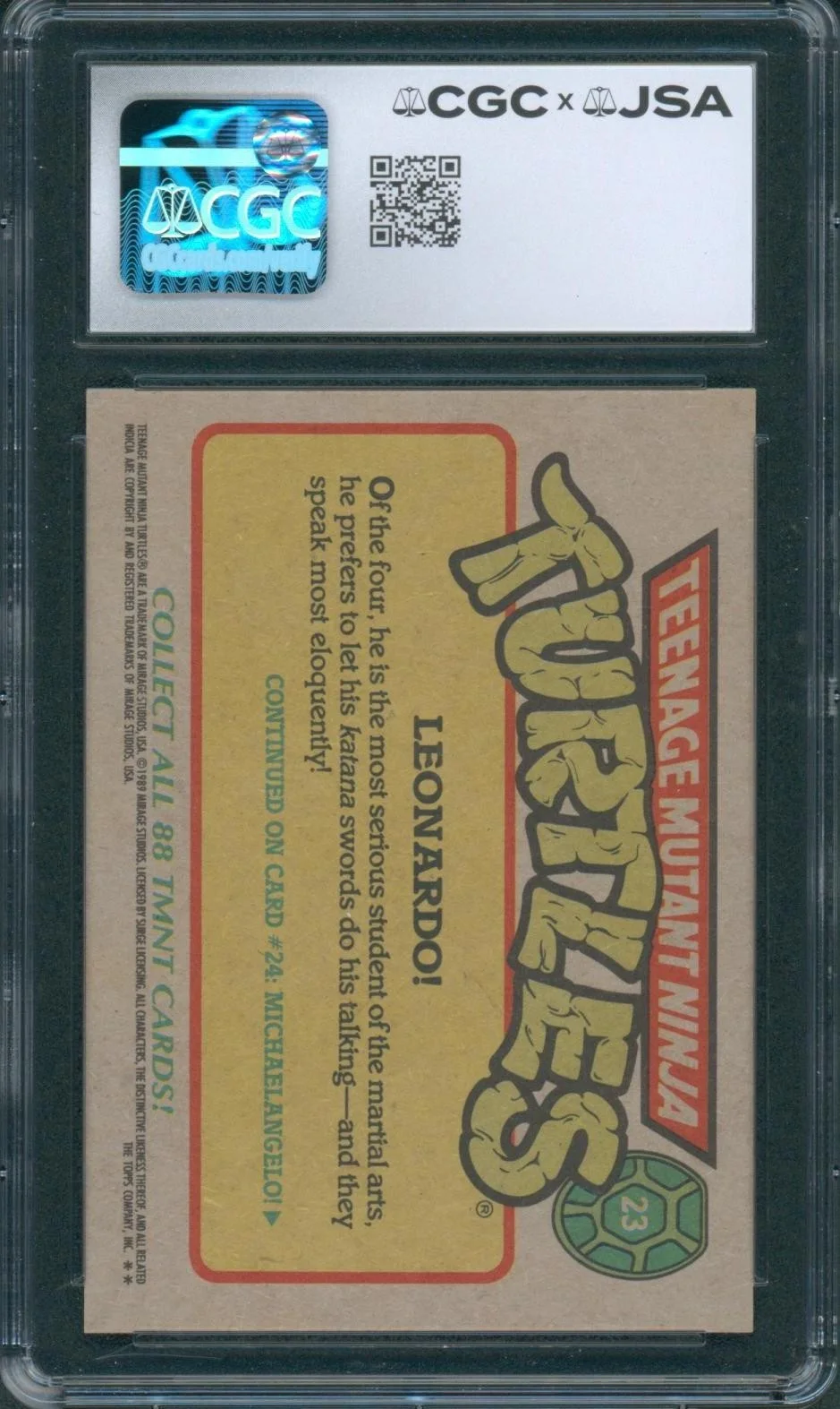 Cam Clarke — Cam Clarke Signed Card Teenage Mutant Ninja Turtles Leonardo Auto CGC x JSA SLAB, image 2