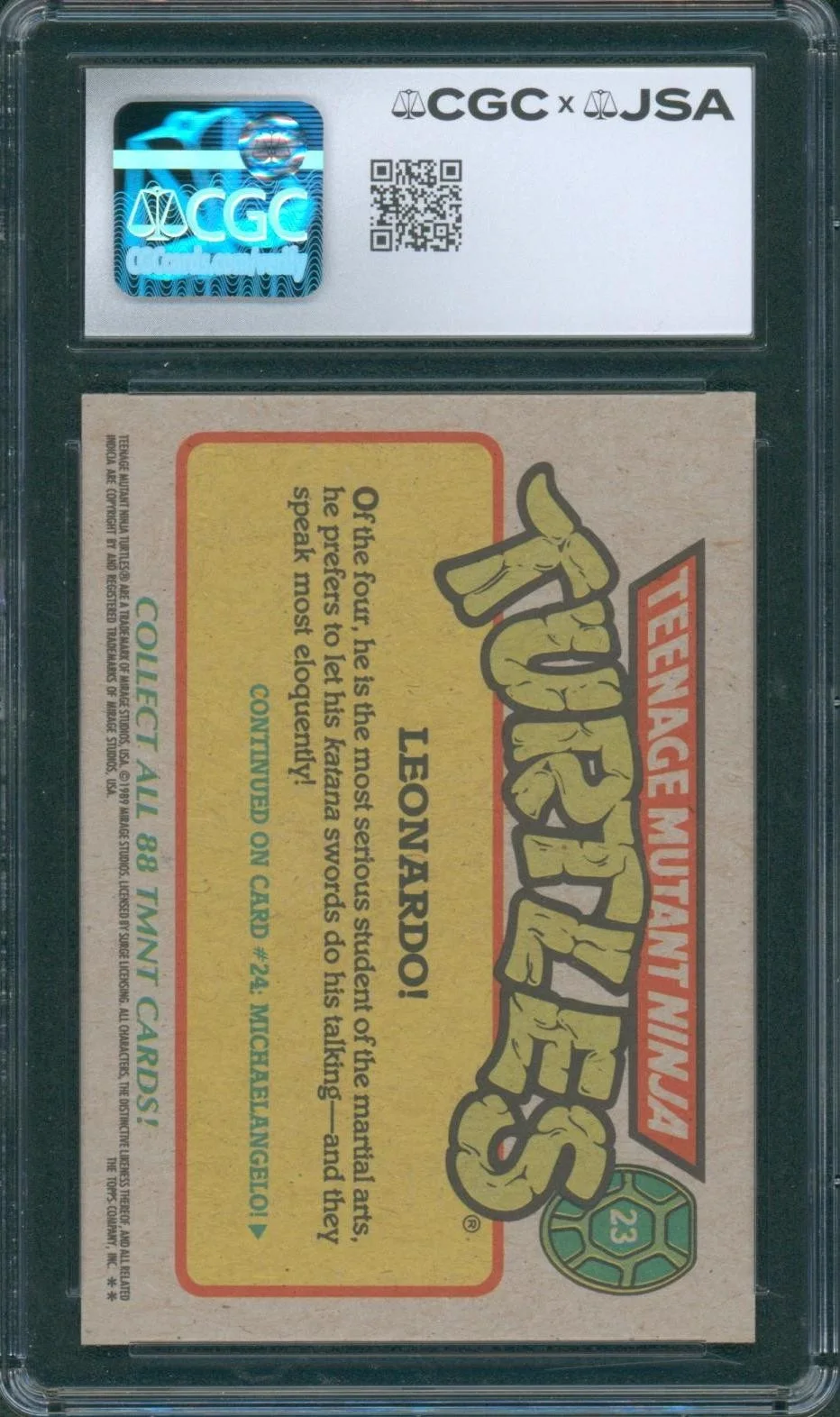 Cam Clarke — Cam Clarke Signed Card Teenage Mutant Ninja Turtles Leonardo Auto CGC x JSA SLAB, изображение 2