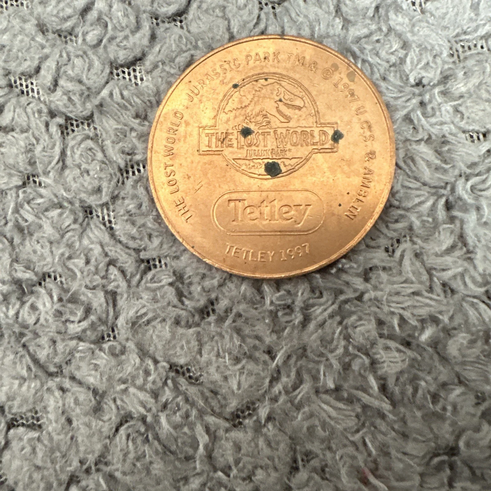 Jurassic Park COMPSOGNATHUS Coin No.6 The Lost World 1997 Tetley Dinosaur + Case, image 2