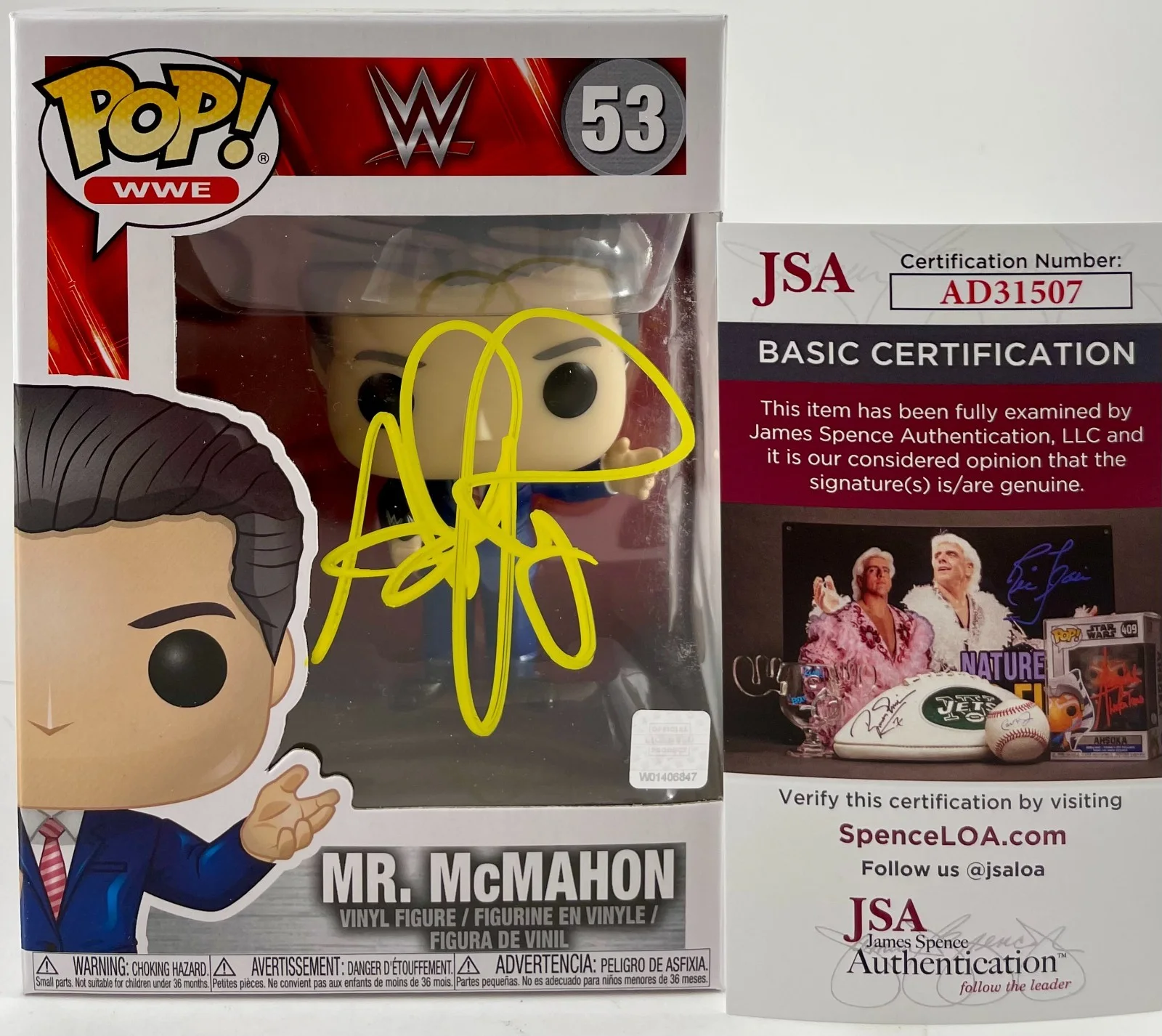 Adam Ray — Adam Ray Signed WWE Mr McMahon Funko POP! Autograph Young Rock Vincent K JSA COA