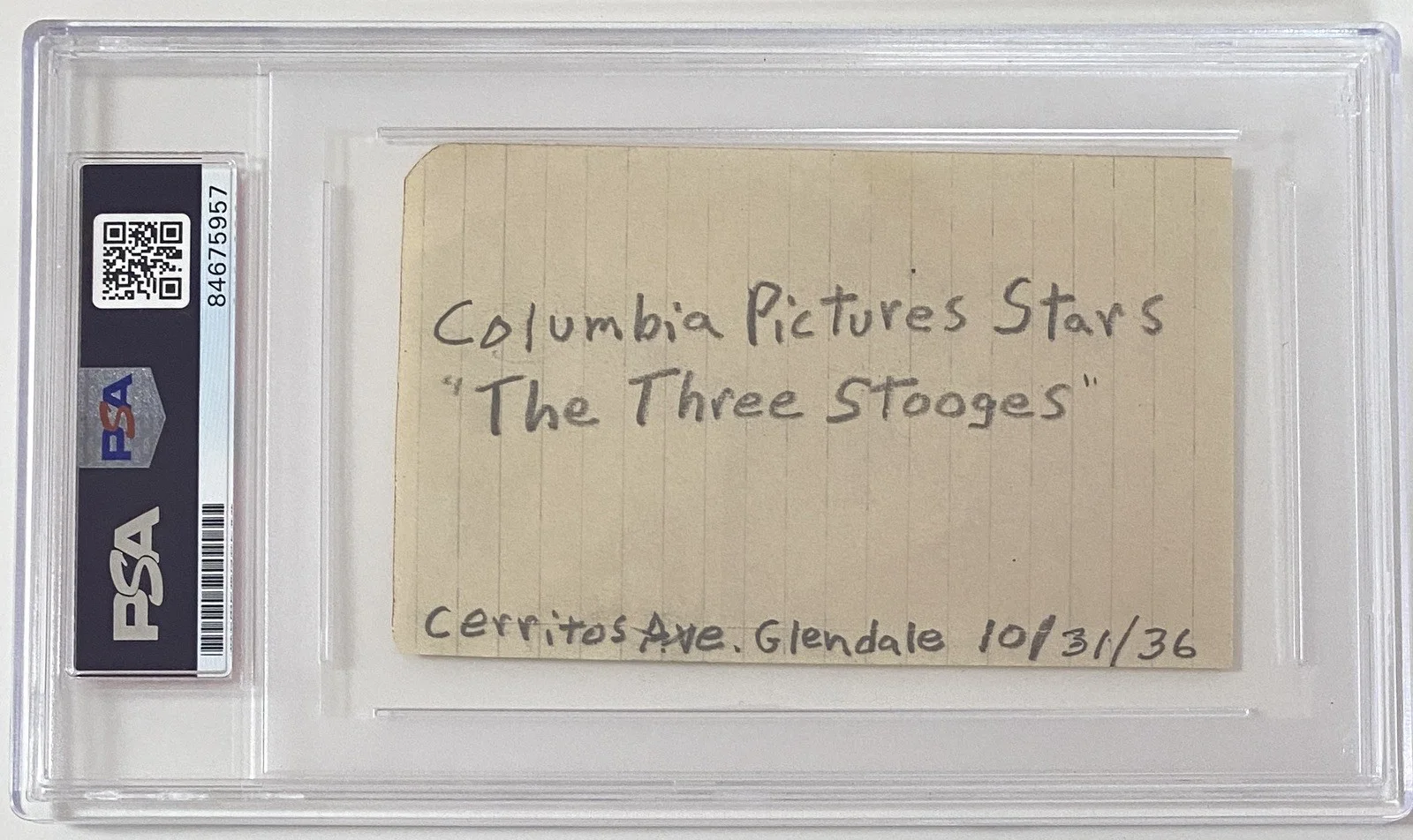 Three Stooges Signed Piece - Moe, Larry & Curly 1936 - PSA, image 3