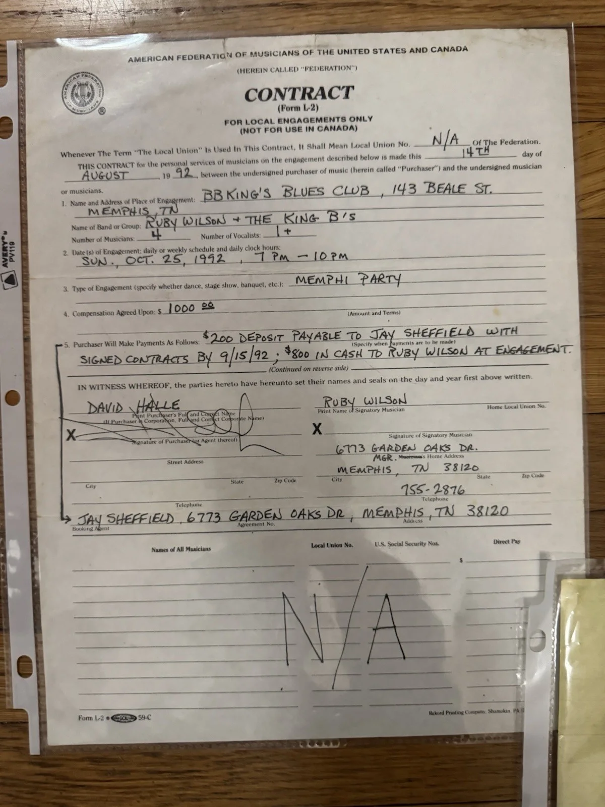 Ruby Wilson The Queen of Beale Street Memphis 2 Contracts & Handwritten Letter, image 3