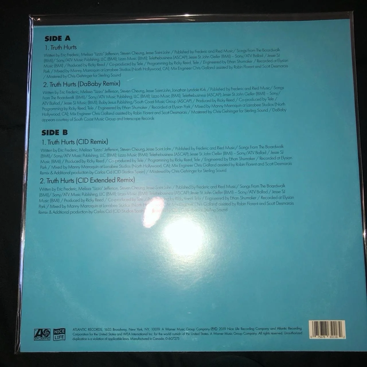 Lizzo Truth Hurts Limited Edition Autographed Baby Blue Vinyl Record, image 2